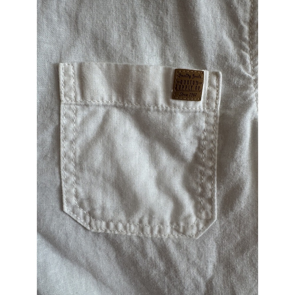 H&M Shirt Boys 6 White‎ Long Sleeve Linen Blend Henley Button Casual Pocket - Picture 3 of 9